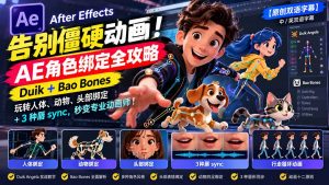 【无水印】告别僵硬动画！AE 角色绑定全攻略：Duik+Bao Bones玩转人体/动物/头部绑定+3种唇sync，秒变专业动画师-网创资源站