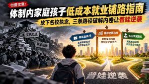 付费文章:体制内家庭孩子低成本就业铺路指南,放下名校执念,三条路径破解内卷让普娃逆袭-网创资源站
